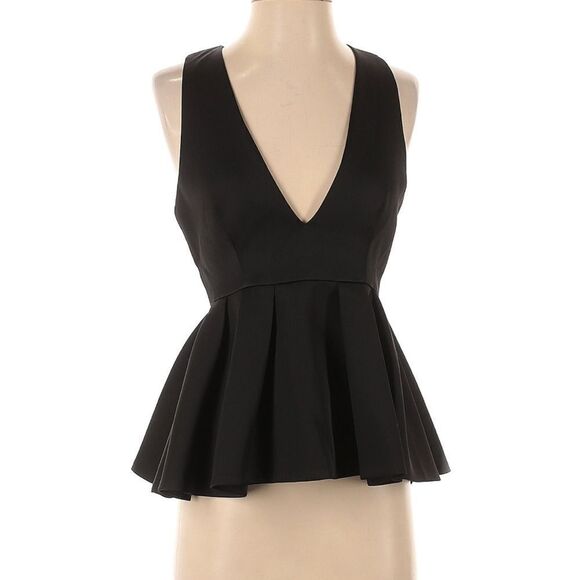 C/MEO Collective Deep V Peplum Top - sz S, New - Picture 1 of 5